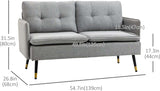 55 Grey Loveseat Sofa with Button Tufting for Small Bedroom - Furniture4Design