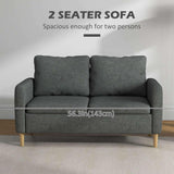 56 Loveseat Sofa for Bedroom with Side Pockets, Grey - Furniture4Design