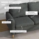 56 Loveseat Sofa for Bedroom with Side Pockets, Grey - Furniture4Design