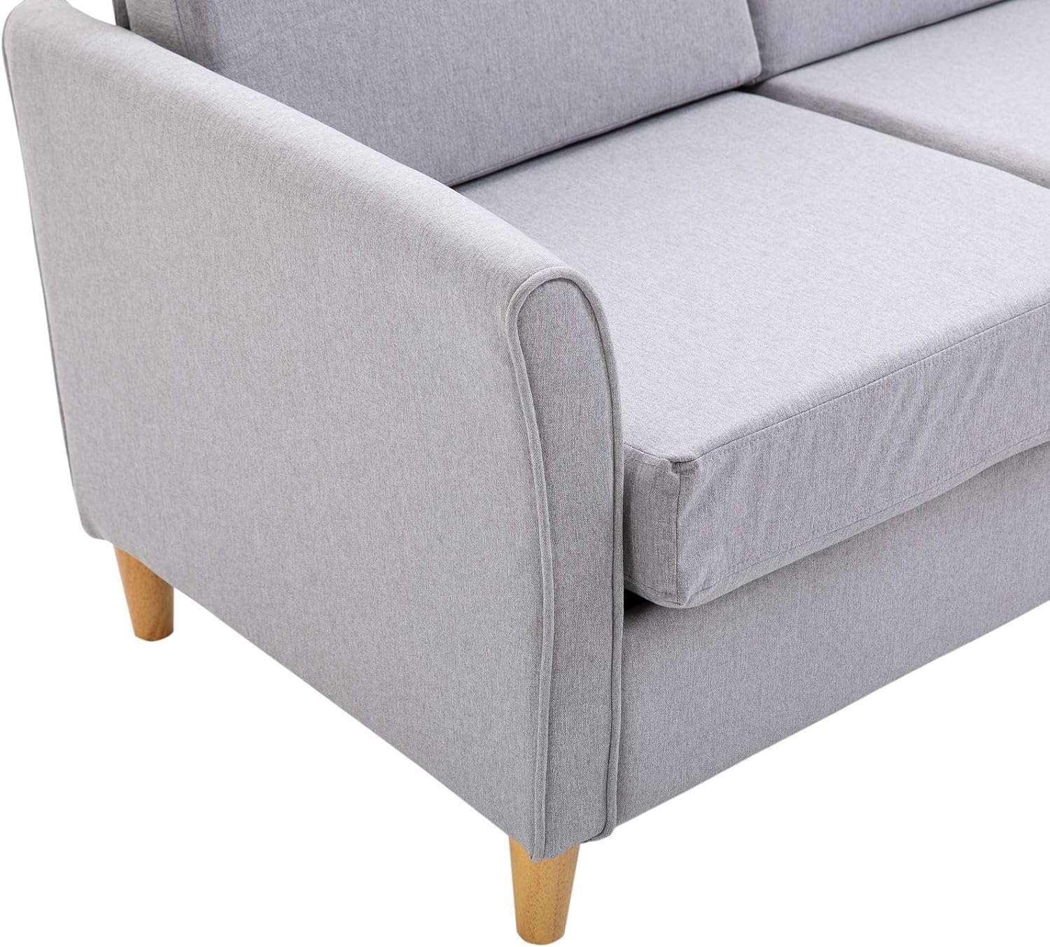 56 Upholstered Loveseat Sofa with Wooden Legs, Light Grey - Furniture4Design