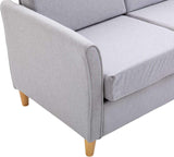 56 Upholstered Loveseat Sofa with Wooden Legs, Light Grey - Furniture4Design