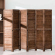 6 Panel Wooden Folding Room Divider for Home and Office - Brown - Furniture4Design