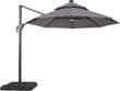 Furniture of America Vauren 10 ft Outdoor Patio Umbrella, LED Light, UV-resistant, Tilt, Crank, Double Canopy, Solar Panel for Yard, Porch, Pool, Deck, Garden, Grey