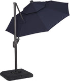 Furniture of America Vauren 10 ft Outdoor Patio Umbrella, LED Light, UV-resistant, Tilt, Crank, Double Canopy, Solar Panel for Yard, Porch, Pool, Deck, Garden, Blue