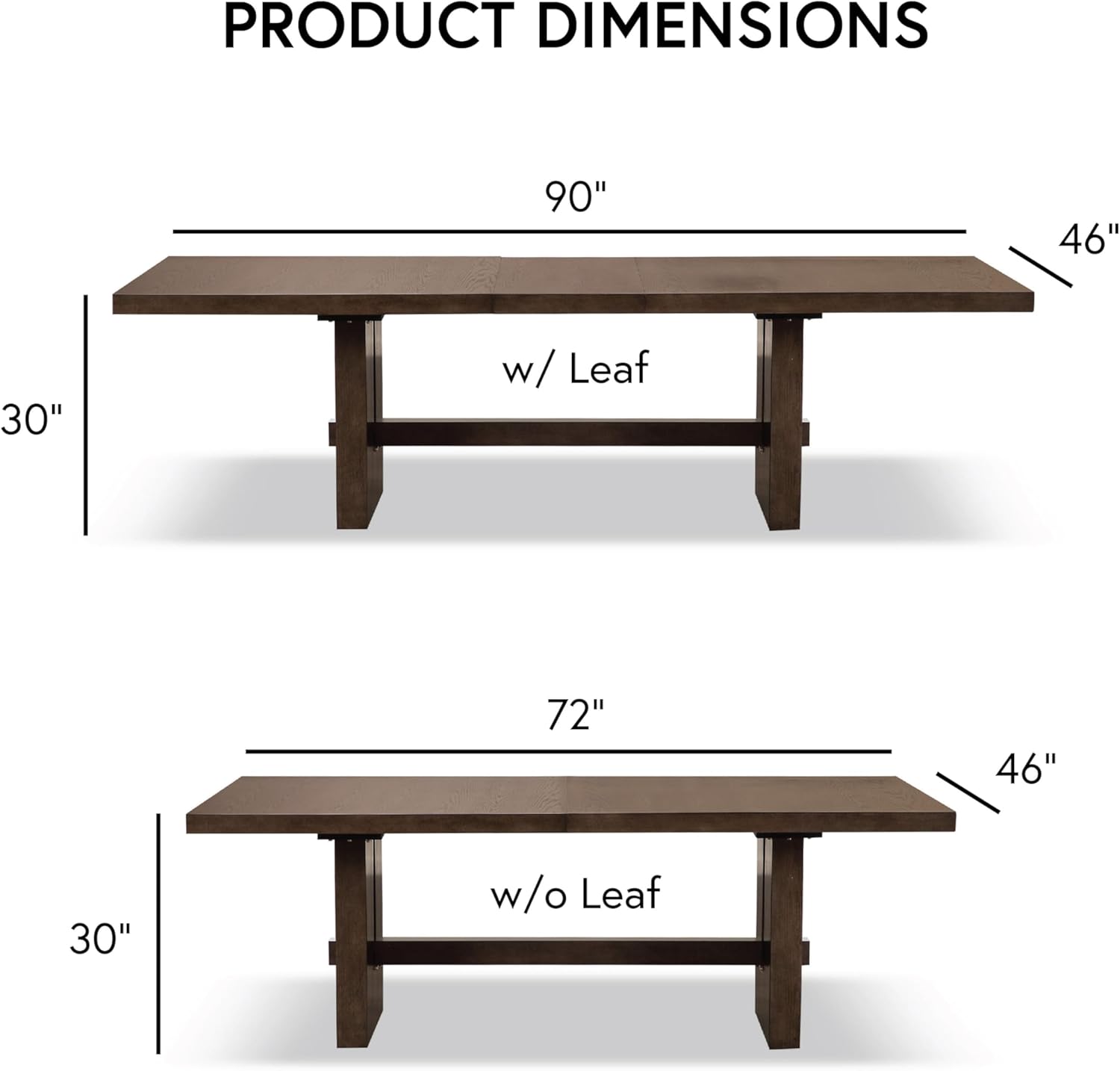 Furniture of America Goddard Modern Solid Wood 5 Piece 108-inch Brown Expandable Dining Table Set with Upholstered Chairs, Seats up to 6, for Home, Kitchen, Living Room, Dark Walnut