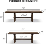 Furniture of America Goddard Modern Solid Wood 5 Piece 108-inch Brown Expandable Dining Table Set with Upholstered Chairs, Seats up to 6, for Home, Kitchen, Living Room, Dark Walnut