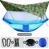 Camping Hammock With Mosquito Net and Rain Fly Portable Double Hammock With Bug Net and Tent Tarp Tree Straps for Travel Camping