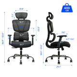 FLEXISPOT OC4 Office Chair,Big and Tall Mesh Computer Desk Chair,Ergonomic Task Chair with Adjustable Lumbar Support,Headrest,Armrests and 360°Rotation for Home Office,Video Game,Black