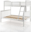 Lit superposé amovible en bois d'hévéa Eloise Twin Over Full de Furniture of America avec échelle et garde-corps de sécurité, gain de place pour chambre d'enfant, chambre d'amis, petits espaces, blanc