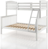 Lit superposé amovible en bois d'hévéa Eloise Twin Over Full de Furniture of America avec échelle et garde-corps de sécurité, gain de place pour chambre d'enfant, chambre d'amis, petits espaces, blanc