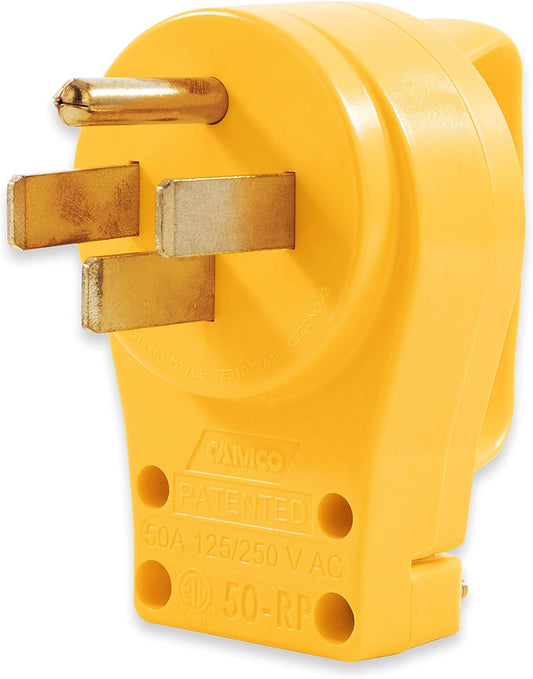 Camco PowerGrip Replacement Plug- Transform your RV Plug into a Safe and Durable PowerGrip Cord 50 AMP (55255) , Yellow