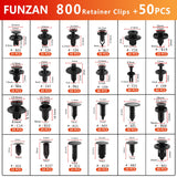 Funzan 850PCS Car Clips for GM Toyota Ford Honda Chrysler Acura Car Retainer Clips Plastic Rivets Xmas Tree Retainer Clips Bumper Push Pin Clips with 15 Cable Ties Fastener Remover