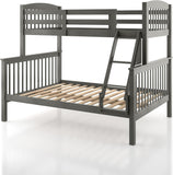 Lit superposé amovible en bois d'hévéa Eloise Twin Over Full de Furniture of America avec échelle et garde-corps de sécurité, gain de place pour chambre d'enfant, chambre d'amis, gris