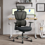 FLEXISPOT OC4 Office Chair,Big and Tall Mesh Computer Desk Chair,Ergonomic Task Chair with Adjustable Lumbar Support,Headrest,Armrests and 360°Rotation for Home Office,Video Game,Black