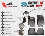 RizLiner Ford Transit Connect 2014-2021 (Carpet Flooring & Only Front & No Secondary Footrest & No Ford Transit Models) Floor Mats 3D Custom Fit Rubber Car Mats All Weather Floor Liners TPE