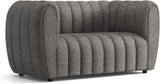 Furniture of America Glamour Contemporary Vertical Channel Tufted Boucle Loveseat Couch with Wooden Legs, Comfy Fabric Upholstered Small Sofa for Living Room, Bedroom, Office, Black