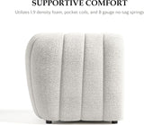 Furniture of America Glamour Contemporary Vertical Channel Tufted Boucle Loveseat Couch with Wooden Legs, Comfy Fabric Upholstered Small Sofa for Living Room, Bedroom, Office, Off-White