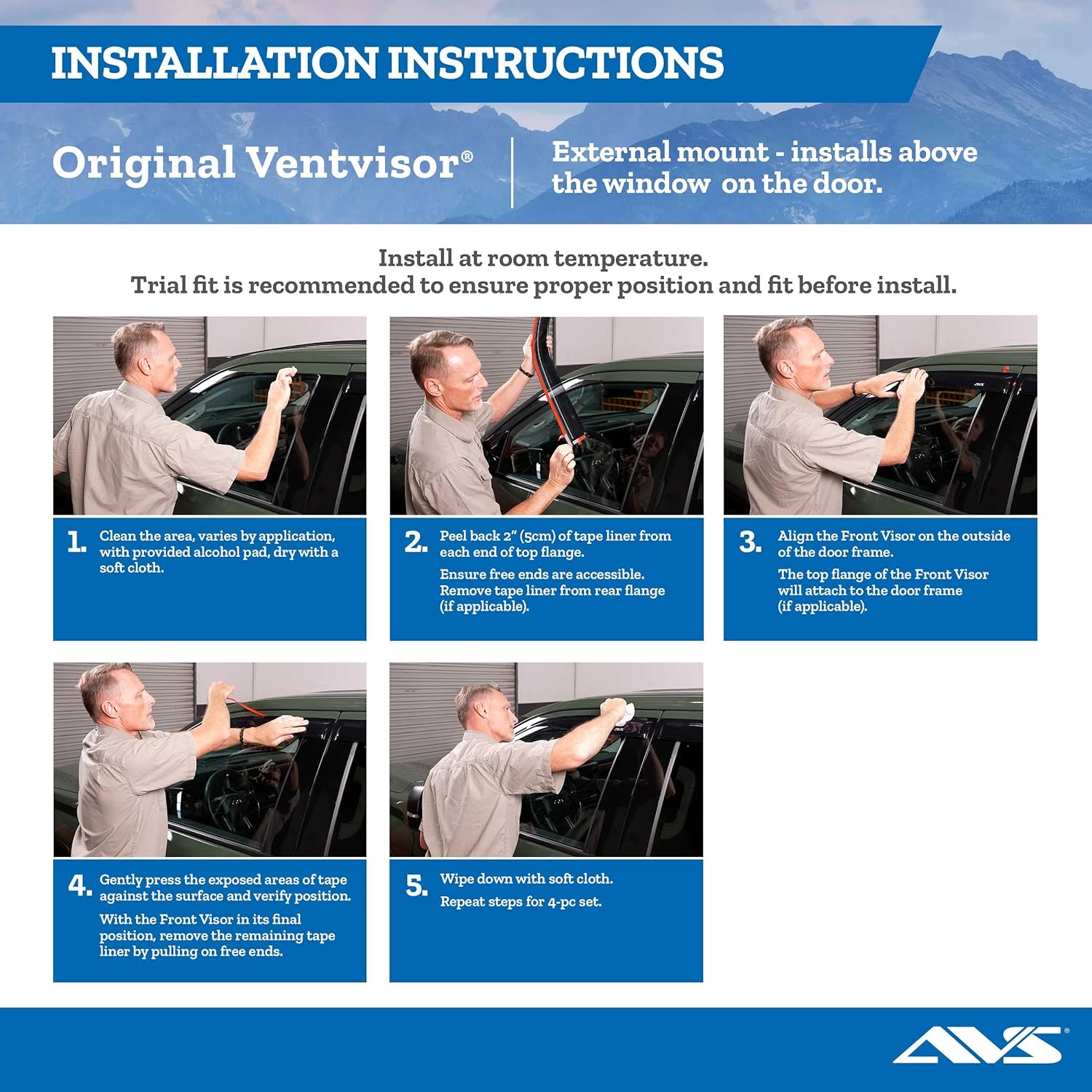 Auto Ventshade 94806 Ventvisor Deflector 4 pc.; Smoke; Outside Mount;