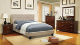 Furniture of America Roy Fabric Platform Bed with Button Tufted Headboard Design, California King, Ivory