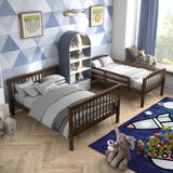 Lit superposé amovible en bois d'hévéa Eloise Twin Over Full de Furniture of America avec échelle et garde-corps de sécurité, gain de place pour chambre d'enfant, chambre d'amis, Merlot