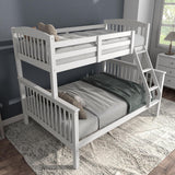 Lit superposé amovible en bois d'hévéa Eloise Twin Over Full de Furniture of America avec échelle et garde-corps de sécurité, gain de place pour chambre d'enfant, chambre d'amis, petits espaces, blanc