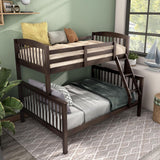 Lit superposé amovible en bois d'hévéa Eloise Twin Over Full de Furniture of America avec échelle et garde-corps de sécurité, gain de place pour chambre d'enfant, chambre d'amis, marron foncé