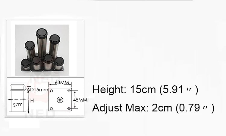 4PCS NAIERDI 5cm-30cm Furniture Adjustable Cabinet Legs Stainless Steel Table Sofa Bed Home Metal Foot With Screws Hardware