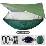 Camping Hammock With Mosquito Net and Rain Fly Portable Double Hammock With Bug Net and Tent Tarp Tree Straps for Travel Camping