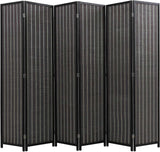 Bamboo 6-Panel 72 Inch Folding Room Divider - Black - Furniture4Design