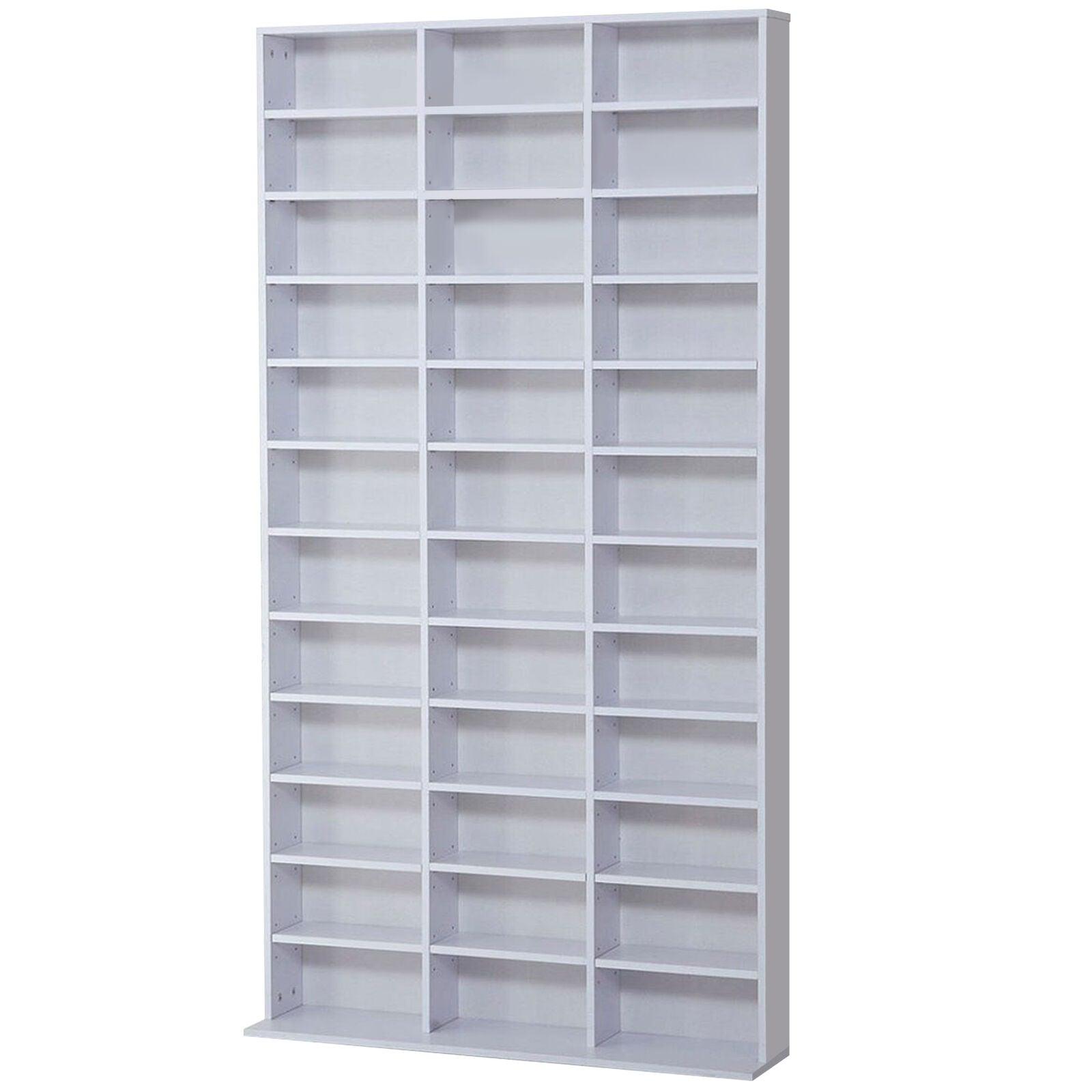 CD DVD Media Storage Shelves Display Shelf Racks Wooden Frame White - Furniture4Design