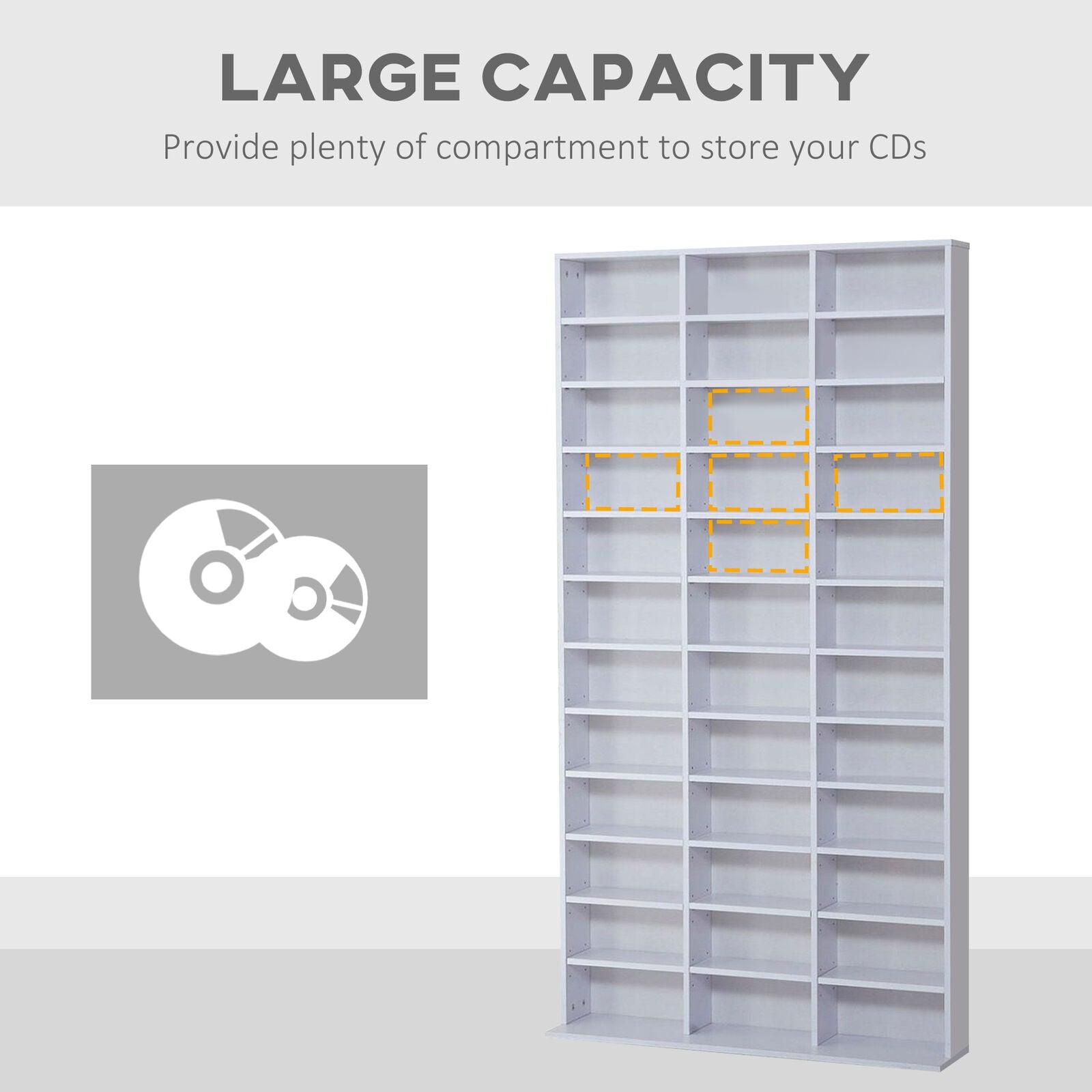 CD DVD Media Storage Shelves Display Shelf Racks Wooden Frame White - Furniture4Design