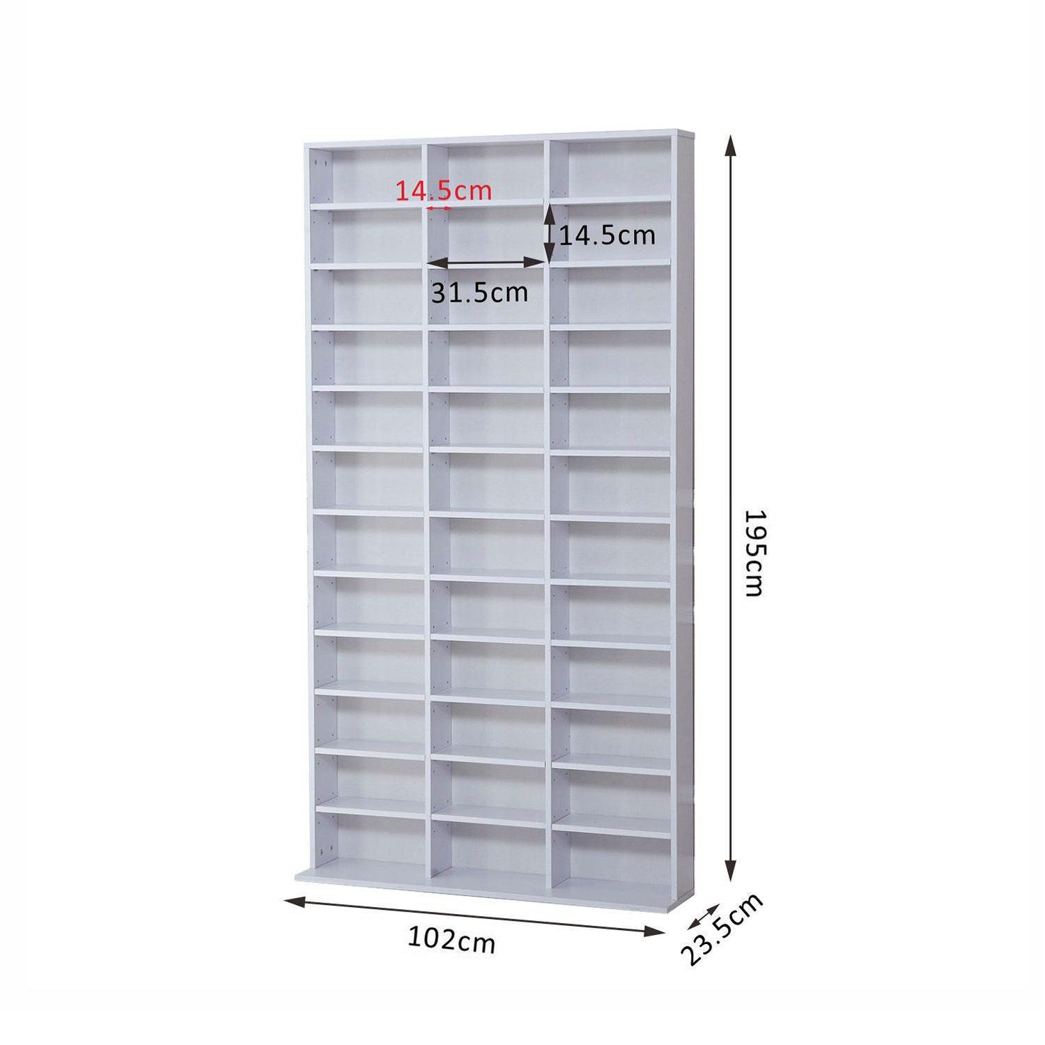 CD DVD Media Storage Shelves Display Shelf Racks Wooden Frame White - Furniture4Design