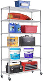 Commercial Grade 6-Tier Wire Shelving Unit with Adjustable Wheels - Chrome Finish - Furniture4Design