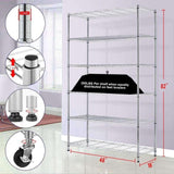 Commercial Grade 6-Tier Wire Shelving Unit with Adjustable Wheels - Chrome Finish - Furniture4Design