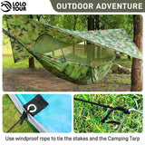 Camping Hammock With Mosquito Net and Rain Fly Portable Double Hammock With Bug Net and Tent Tarp Tree Straps for Travel Camping