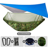 Camping Hammock With Mosquito Net and Rain Fly Portable Double Hammock With Bug Net and Tent Tarp Tree Straps for Travel Camping