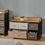 Drawers Storage Tower Dresser with Wood Top, Steel Frame, Storage Organizer - Furniture4Design