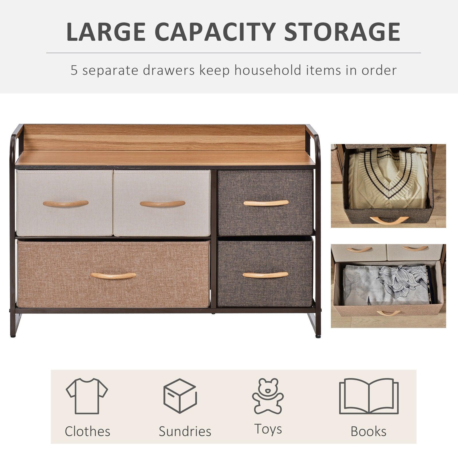 Drawers Storage Tower Dresser with Wood Top, Steel Frame, Storage Organizer - Furniture4Design