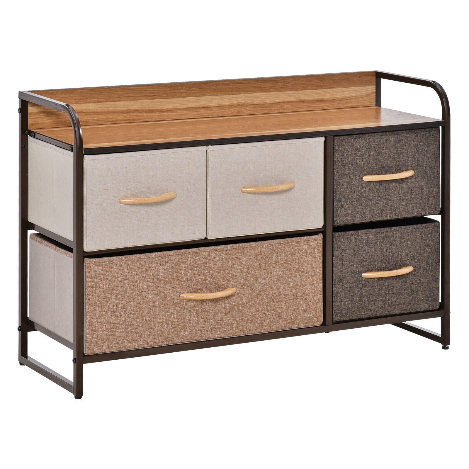 Drawers Storage Tower Dresser with Wood Top, Steel Frame, Storage Organizer - Furniture4Design