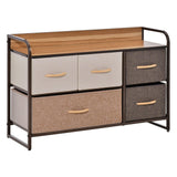 Drawers Storage Tower Dresser with Wood Top, Steel Frame, Storage Organizer - Furniture4Design