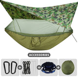 Camping Hammock With Mosquito Net and Rain Fly Portable Double Hammock With Bug Net and Tent Tarp Tree Straps for Travel Camping