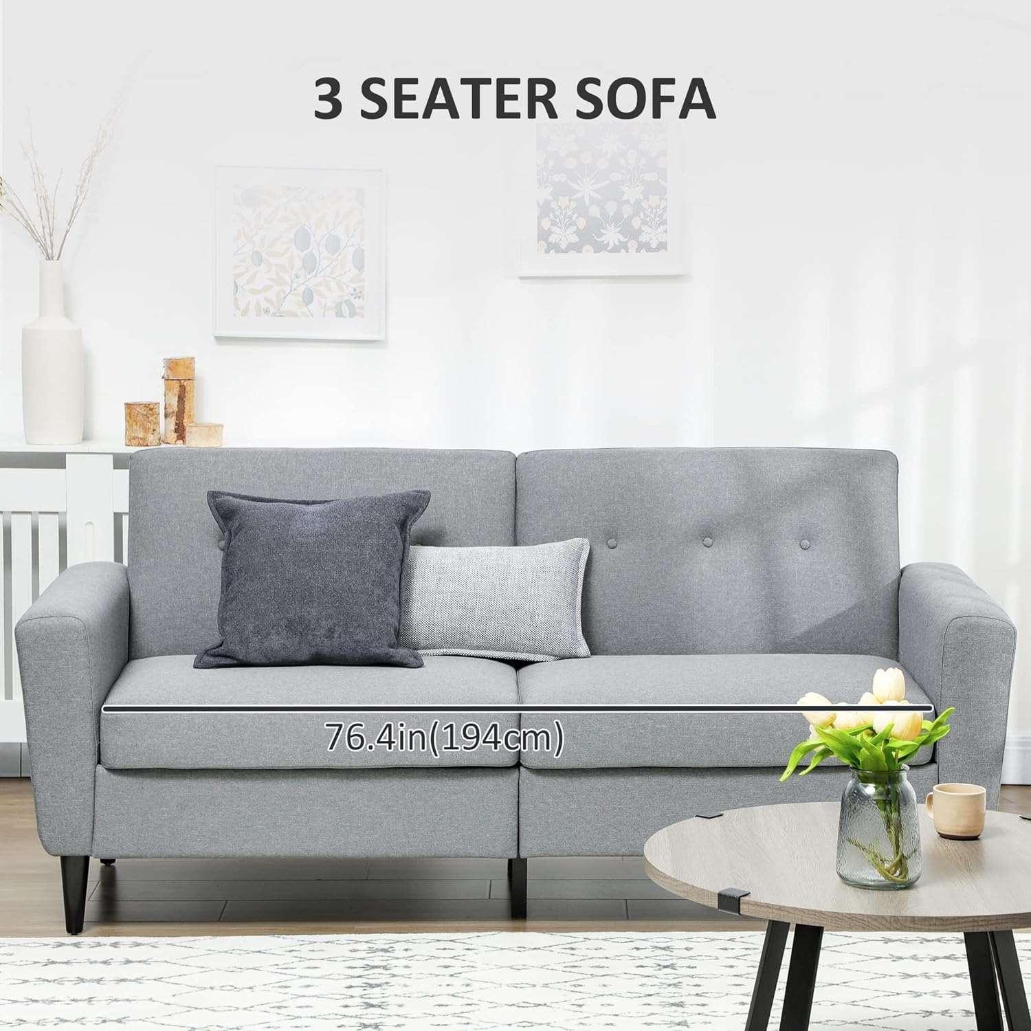 Elevate Your Living Room with a Modern 3-Seater Upholstered Sofa Settee - Furniture4Design