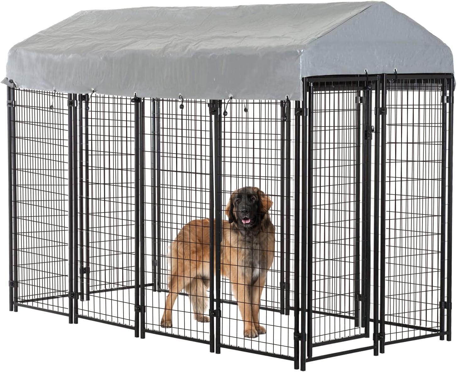 Heavy Duty Outdoor Dog Kennel with Waterproof Cover and Roof - Furniture4Design