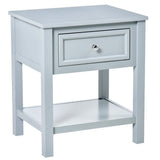 HOMCOM 21.75"H x 15"W x 19"D Wood Accent End Table 1 Drawer Gray Nightstand - Furniture4Design