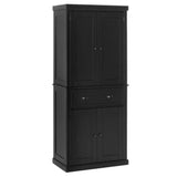 HOMCOM Freestanding Kitchen Pantry Cabinet Black w/ Drawer + Adjustable Shelves - Furniture4Design