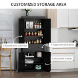 HOMCOM Freestanding Kitchen Pantry Cabinet Black w/ Drawer + Adjustable Shelves - Furniture4Design