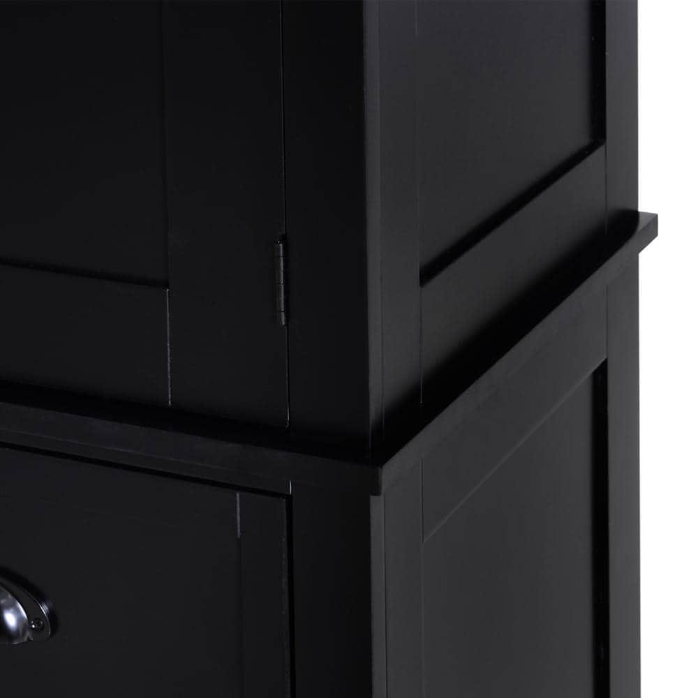 HOMCOM Freestanding Kitchen Pantry Cabinet Black w/ Drawer + Adjustable Shelves - Furniture4Design