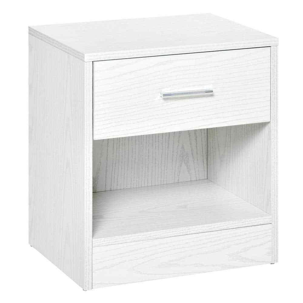 HOMCOM Furniture 18"H x 16"W x 12"D White Particle Board Rectangle Side Table - Furniture4Design