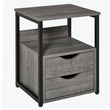 HOMCOM Living Room Furniture 19" H x 14" W x 16" D Grey Wood 2 Drawer Nightstand - Furniture4Design