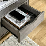 HOMCOM Living Room Furniture 19" H x 14" W x 16" D Grey Wood 2 Drawer Nightstand - Furniture4Design